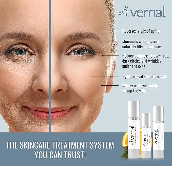 Vernal Anti Wrinkle Eye Cream - Vitamin C and Hyaluronic Acid Infused Collagen Eye Cream, Dark Circle Depuffing Eye Bag Cream for Dark Circles, Puffiness, Under Eye Bags, Crows Feet & Fine Lines-Velvo Beauty