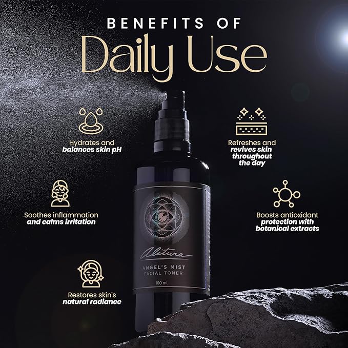 Alitura Angel's Mist Facial Toner – Hydrating & Revitalizing Face Spray with 97% Organic Ingredients – Refreshes, Tightens & Balances for All Skin Types – 100ml-Velvo Beauty