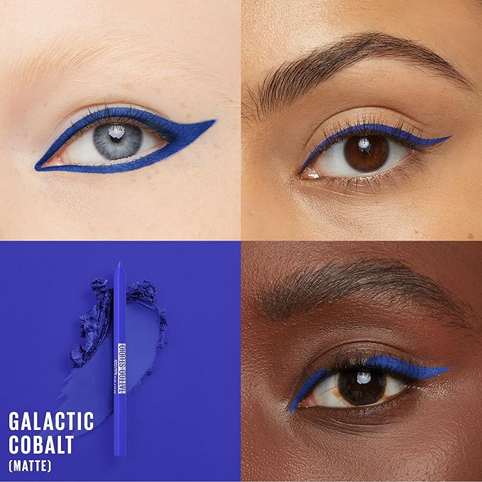 Maybelline Tattoo Studio Sharpenable Gel Pencil Waterproof Eyeliner, Long-Lasting Eyeliner With Smooth Gel Pigments For Up To 36HR Wear, Galactic Cobalt, 1 Count-Velvo Beauty
