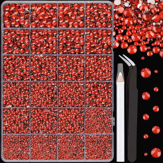 25000Pcs Resin Rhinestones for Crafting, Red 2-6mm Mixed Sizes Non Hotfix Flatback Gems, Bedazzling Crystal for DIY Crafts Clothing Tumblers Mugs Shoes Fabric Nail Art-Velvo Beauty