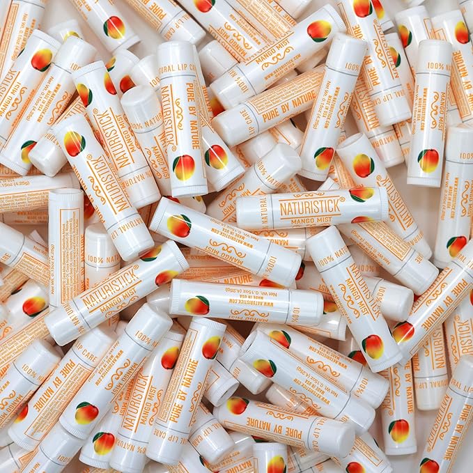 150-Pack Lip Balm in Bulk by Naturistick. Mango Scent. 100% Natural Ingredients. Best Beeswax Chapstick for Dry, Chapped Lips. Made in USA-Velvo Beauty