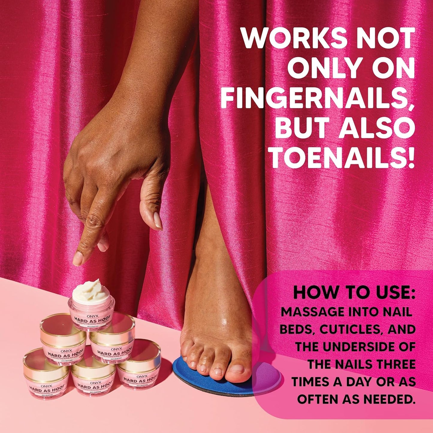 Onyx Professional Hard as Hoof Nail Strengthening Cream, Cherry Almond Scent - Made in USA, Nail Growth & Conditioning Cuticle Cream Stops Splits, Chips, Cracks & Strengthens Nails, 1 oz-Velvo Beauty