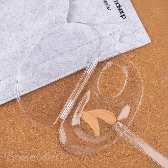 Framendino, 2 Set 3 in 1 Handheld Makeup Mixing Palette, Acrylic Transparent Mixing Foundation Tray with Foundation Spatula for Makeup Artist and Beginner-Velvo Beauty