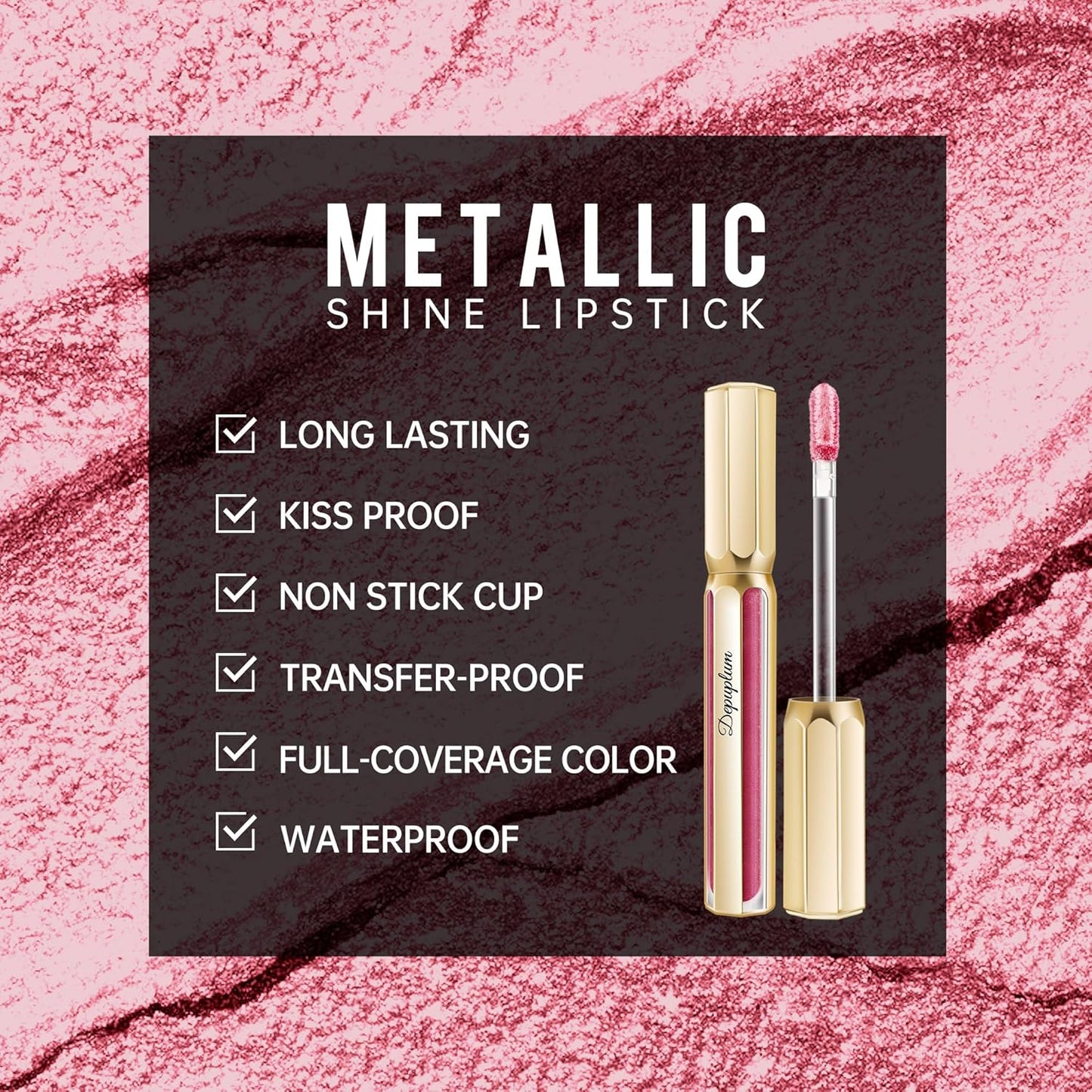 light Pink Lipsticks for Women Metallic Lipstick Long Lasting Non Stick Cup Lip Gloss, Shimmer Lightweight Hydrating Full Coverage Lip Color, DP114 Daytime-Velvo Beauty