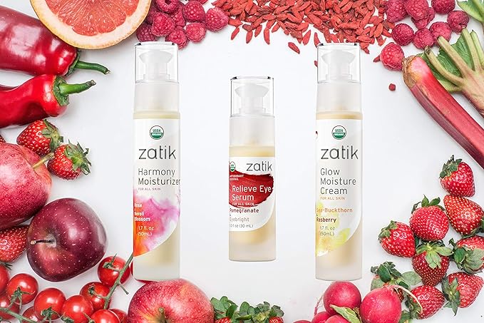 Zatik Naturals - Relieve Eye Serum with Pomegranate and Eyebright Antioxidant, USDA Certified Organic, Rekindle and Elevate Youthfulness Around Thin Areas of the Eyes, 1.0 fl oz, 30ml-Velvo Beauty