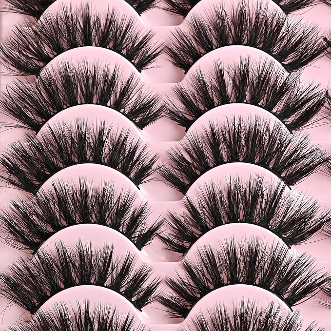 FARRED Cat Eye Lashes Fluffy False Eyelashes 14 Pairs Fake Eyelashes Natural Look Short Natural Lashes Cateye Lash Wispy Volume Eyelash Faux Mink Strip Lashes Pack for Daily Makeup (F27 | 9-17mm)-Velvo Beauty