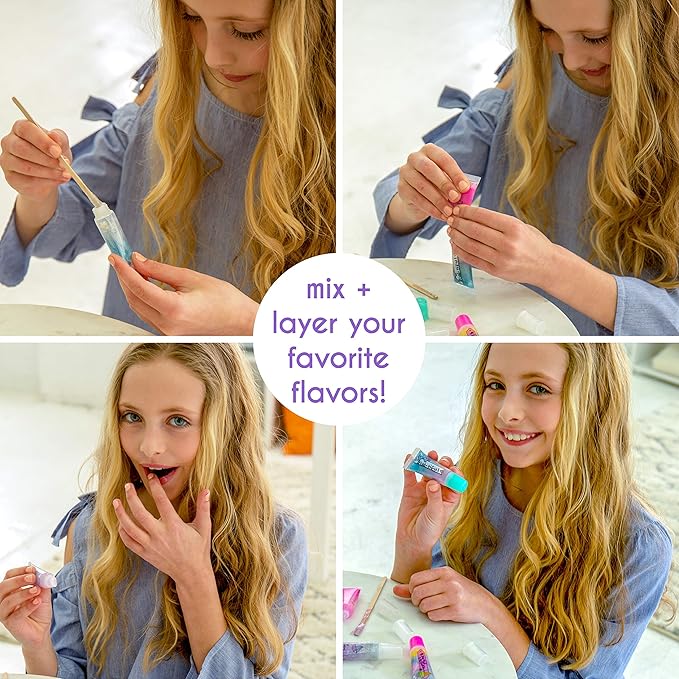 Just My Style Flavor Lab Lip Gloss by Horizon Group USA, DIY 4 Custom Lip Glosses By Mixing Colorful Flavors & Lip Shimmer. Flavors, Shimmer, Lip Gloss Tubes Mixing Stick & Instructions Included-Velvo Beauty