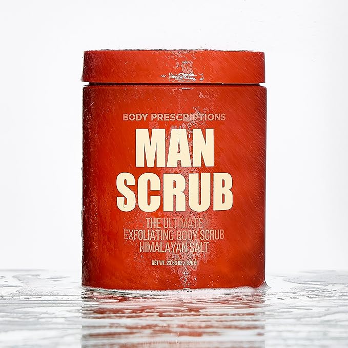 Body Prescriptions Men’s Exfoliating Body Scrub – Ultimate Skin Cleansing Wash in Jar with Twist-Top Lid, For All Skin Types, 21 Ounce (Pack of 2), Himalayan Salt-Velvo Beauty
