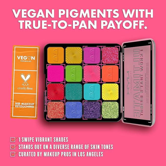 NYX PROFESSIONAL MAKEUP, Ultimate Shadow Palette, Eyeshadow Palette - I Know That's Bright-Velvo Beauty