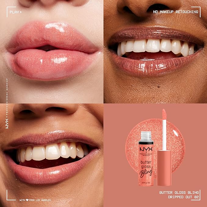 NYX PROFESSIONAL MAKEUP Butter Gloss Bling Lip Gloss, Non Sticky and Shiny Vegan Lip Makeup - Dripped Out-Velvo Beauty