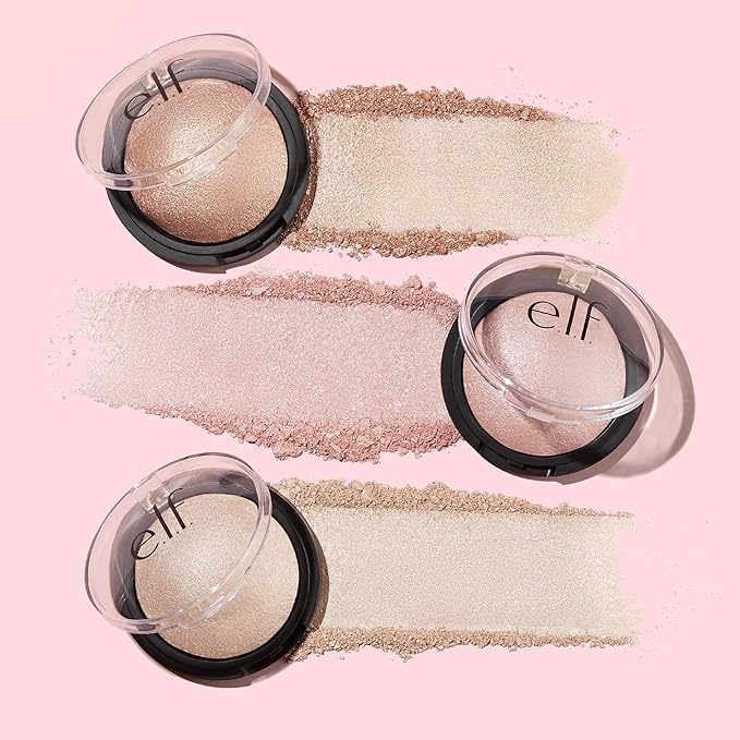 e.l.f., Baked Highlighter, Sheer, Shimmering, Hydrating, Blendable, Glides On, Creates a Radiant Glow, Nourishes, Apricot Glow, Infused with Vitamin E, Jojoba and Grape Oils, 0.16 Oz-Velvo Beauty