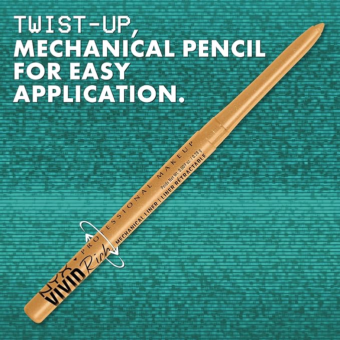 NYX PROFESSIONAL MAKEUP Mechanical Eye Pencil,Vivid Rich Mechanical, Creamy Retractable Eyeliner - Always Onyx, Black Eyeliner-Velvo Beauty
