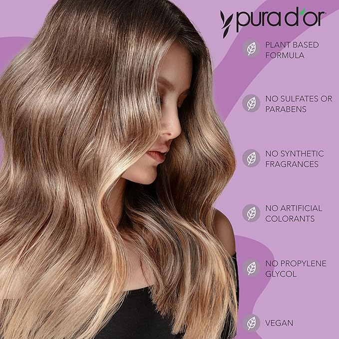 PURA D'OR 16 Oz ColorHarmony Purple Shampoo For Bleached, Blonde, Silver & Color Treated Hair - Keratin, Bamboo Fiber, No Sulfates, Select Natural Ingredients - Men & Women-Velvo Beauty