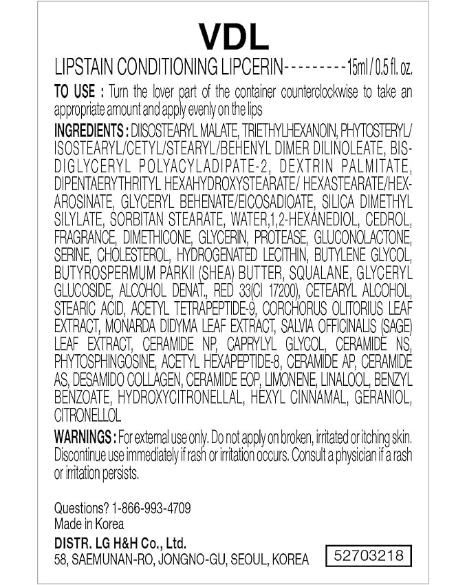 VDL Herbal Lipcerin (0.5fl oz) - Bergamot, Mallow Leaf, Sage. Long Term Moisturizing, Plumping, Conditioning Lip Gloss Balm. Korean Skin Care Sleeping Mask for Dry, Chapped Lips.-Velvo Beauty