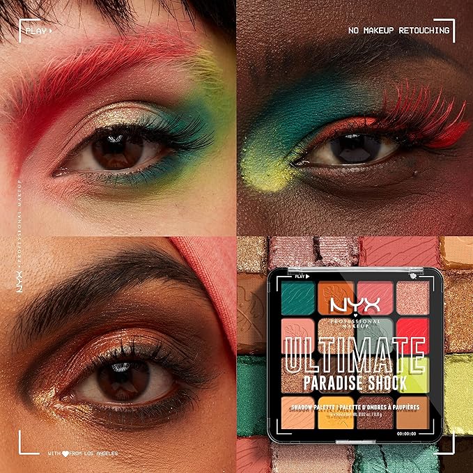 NYX PROFESSIONAL MAKEUP, Ultimate Shadow Palette, Eyeshadow Palette - Paradise Shock-Velvo Beauty
