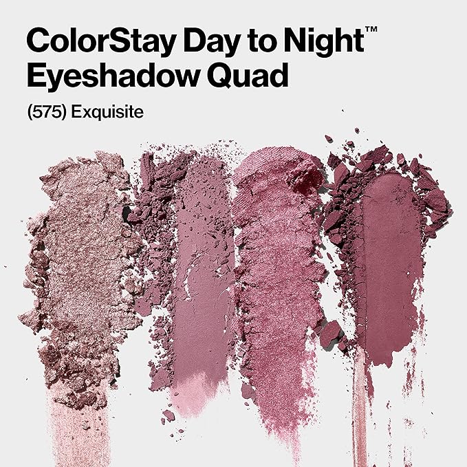 REVLON ColorStay Day to Night Eyeshadow Quad, Longwear Shadow Palette with Transitional Shades and Buttery Soft Feel, Crease & Smudge Proof, 575 Exquisite, 0.16 oz-Velvo Beauty