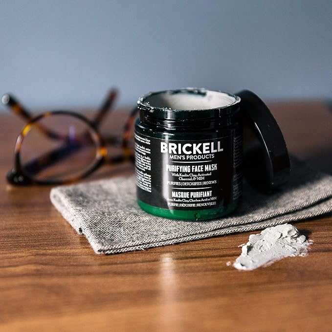 Brickell Men's Purifying Charcoal Face Mask Skin Care Product, Natural and Organic Activated Charcoal Facial Mask With Detoxifying Kaolin Clay, 4 Ounce, Unscented-Velvo Beauty