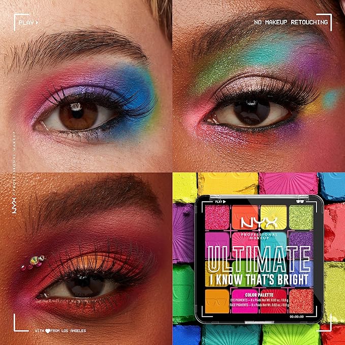 NYX PROFESSIONAL MAKEUP, Ultimate Shadow Palette, Eyeshadow Palette - I Know That's Bright-Velvo Beauty