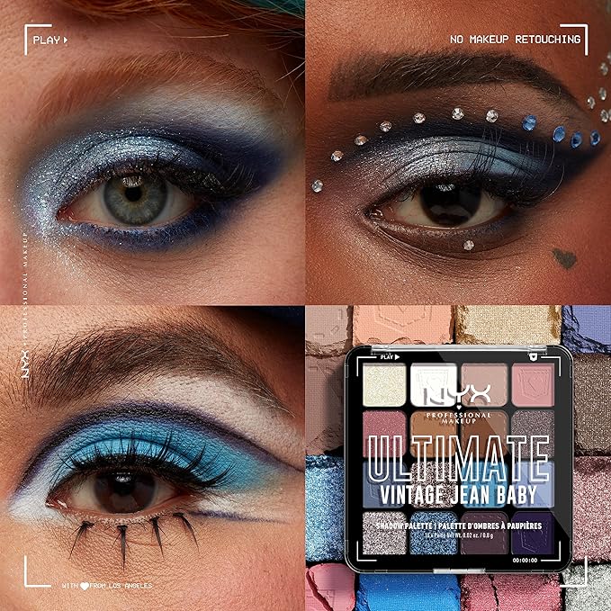 NYX PROFESSIONAL MAKEUP, Ultimate Shadow Palette, Eyeshadow Palette - Vintage Jean Baby-Velvo Beauty
