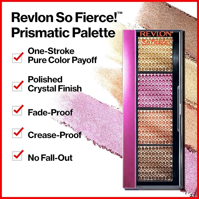 Revlon So Fierce Prismatic Eyeshadow Palette, Eye Makeup, Ultra Creamy Pigmented in Blendable Matte & Pearl Finishes, 962 Fully Loaded, 0.21 oz-Velvo Beauty