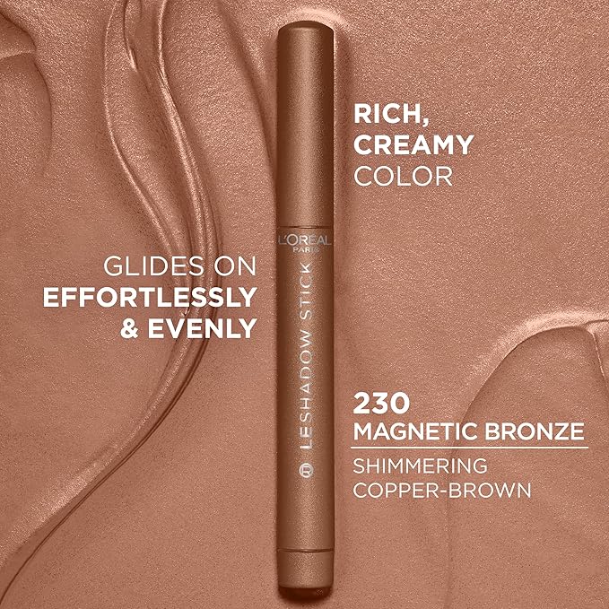 L'Oreal Paris Makeup Le Shadow Stick Eyeshadow, Blendable, Smudge-Resistant, Cream Eyeshadow, Magnetic Bronze, 0.05 Oz-Velvo Beauty