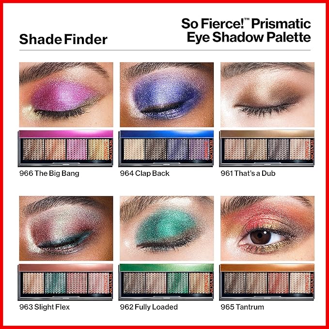Revlon So Fierce Prismatic Eyeshadow Palette, Eye Makeup, Ultra Creamy Pigmented in Blendable Matte & Pearl Finishes, 962 Fully Loaded, 0.21 oz-Velvo Beauty