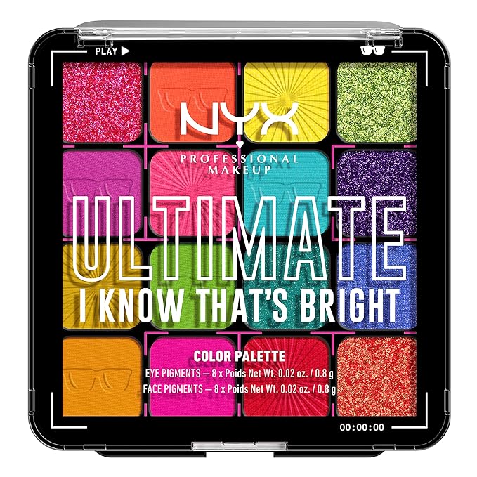 NYX PROFESSIONAL MAKEUP, Ultimate Shadow Palette, Eyeshadow Palette - I Know That's Bright-Velvo Beauty