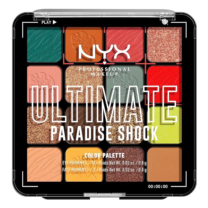 NYX PROFESSIONAL MAKEUP, Ultimate Shadow Palette, Eyeshadow Palette - Paradise Shock-Velvo Beauty