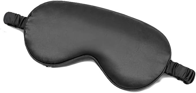 100% Natural Mulberry Soft Silk Sleep Mask, Light Blocking Eye Masks For Sleep, Night Blindfold Eye Mask Cover For Men And Women, Sleeping Night Mask For Travel (Black)-Velvo Beauty
