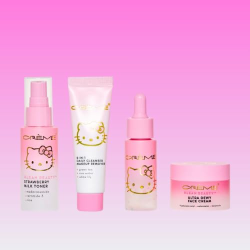 THE CRÈME SHOP X HELLO KITTY SKINCARE ESSENTIALS - KLEAN BEAUTY™ 4PC TRAVEL BAG SET-Velvo Beauty