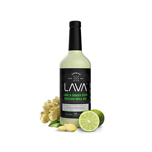 (3 Pack) LAVA Premium Spicy Moscow Mule Mix by LAVA Craft Cocktail Co., Made with Ginger Beer, Key Lime Juice, Real Ginger Puree, No Artificial Sweeteners, Ready to Use, 1-Liter (33.8oz) Glass Bottle-Velvo Beauty