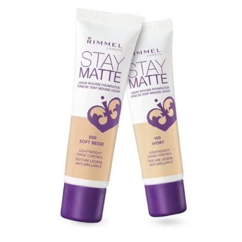 Rimmel London Stay Matte Liquid Mousse - 203 True Beige - Foundation, Lightweight, Shine Control, Oil-Free, 1oz-Velvo Beauty