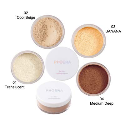 PHOERA Setting Powder Controls Oil,Setting Powder Makeup Light,Loose Powder Makeup Coverage,Loose Setting Powder Mini,0.17oz (03#BANANA)-Velvo Beauty