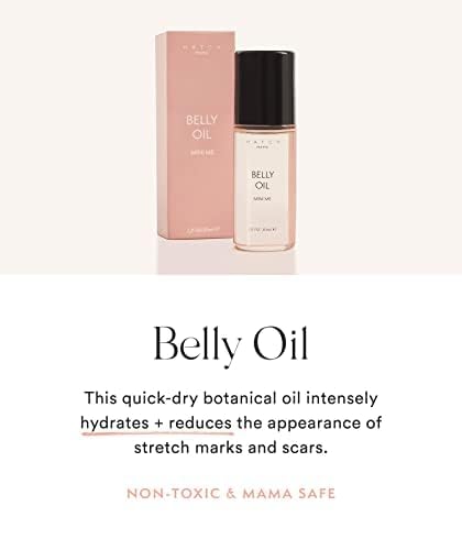 HATCH Belly Oil, Pregnancy & Postpartum Skincare for Stretch Marks, Quick-Drying for Full Body & Soothes Irritation, Plus Vegan, Clean & Plant-Based, 1 Fl Oz-Velvo Beauty