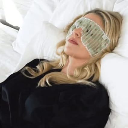 Alana Mitchell Jade Eye Mask – Weighted Eye Mask to Eliminate Wrinkles, Puffiness, & Irritation – Headache and Migraine Relief Mask - 100% Real Jade Stone Beads for Hot & Cold Anti Aging Therapy-Velvo Beauty