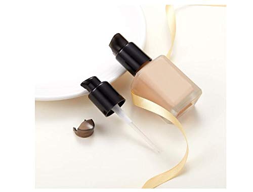 10PCS 410/20mm Plastic Replacement Pump Top Head Cosmetic Liquid Foundation Makeup Pump Replacement with Rotate Lock and Cover for Foundation Lotion Essence (Black)-Velvo Beauty