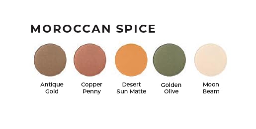 Moroccan Spice Shimmer White, Olive Green, Gold, Copper Penny Red, and Light Matte Orange Vegan Eyeshadow Palette; Talc, Paraben & Cruelty Free-Velvo Beauty