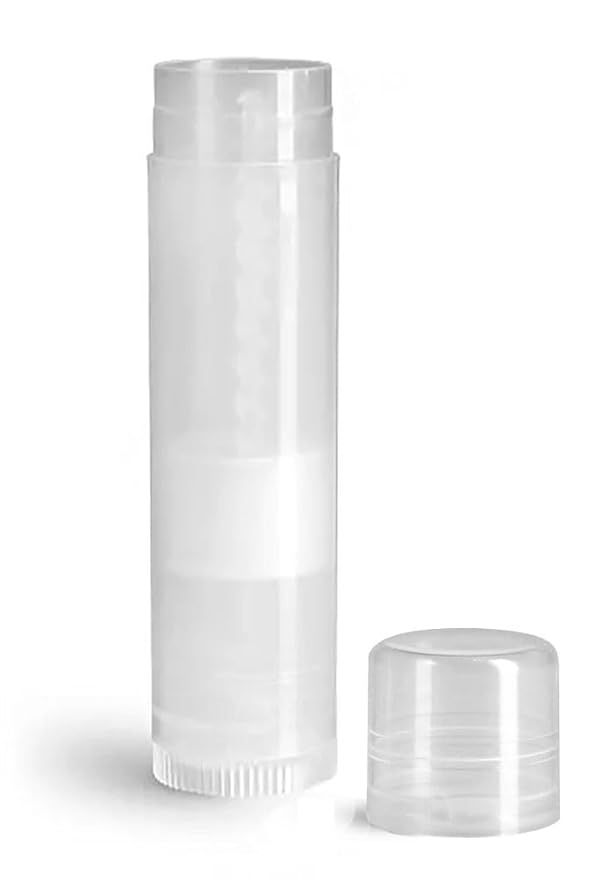 144 Natural Plastic Empty Lip Balm Tubes with Natural Friction Fit Caps by SKS Bottle & Packaging, 0.15 oz tubes - Bulk Lip Balm Containers for DIY Lip Care, Lip Balm Making, and Lip Balm Crafting-Velvo Beauty