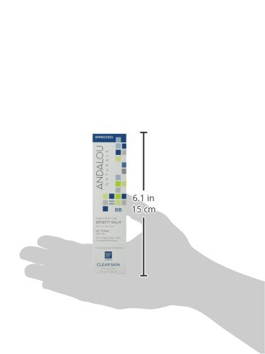 Andalou Naturals CLEAR SKIN Argan Stem Cell BB Benefit Balm, Un-Tinted SPF 30, 2-in-1 BB Cream & Face Sunscreen with Broad Spectrum Protection, Mineral Sunscreen for Oily Skin, 2 Fl Oz-Velvo Beauty