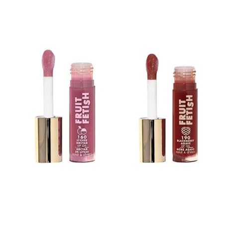Milani Fruit Fetish Lip Oil Bundle with Vitamin E for Instant Hydration, Fruit Extract Infused Lip Treatment and Moisturizing Lip Gloss - Blackberry Agave + Lychee Nector, 2pk-Velvo Beauty