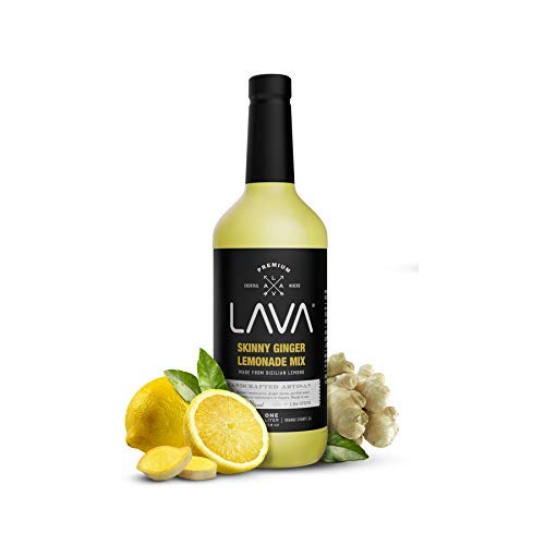 (3 Pack) LAVA Premium Skinny Ginger Lemonade Vodka Cocktail Mix made with Sicilian Lemon Juice, Candied Ginger Puree - 33.8oz Bottles-Velvo Beauty
