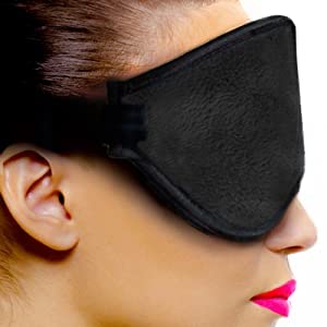 Dream Essentials - Escape 3D Sleep Mask, Earplugs and Carry Pouch Set, Molded Eye Shade for Men and Women, Contoured, Nose Bridge, Light Block, Memory Foam, Gift Set, Travel, Yoga, Blindfold - Black-Velvo Beauty