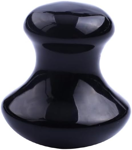 1 Pc Mushroom Jade Gua Sha Facial Tools, Jade Roller Guasha Massage Black Jade Stone Mushroom Shaped Face Lift Remove Wrinkles Massager for Women Spa, Gua Sha Massage Knobs for Body Relaxing-Velvo Beauty