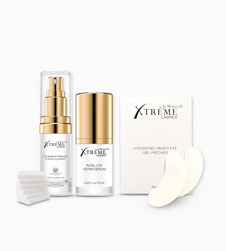 Xtreme Lashes Extend Your Beauty Rituals - Eye Treatments Kit - Lash Extension Safe, includes Serum, Under Eye Gel Patches, Cleanser, and Cosmetic Sponges-Velvo Beauty