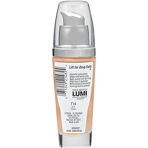 L'Oreal Paris True Match Lumi Healthy Luminous Makeup, N4 Buff Beige, 1 fl; oz.-Velvo Beauty