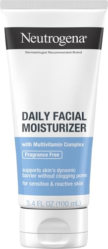 Neutrogena Fragrance Free Daily Facial Moisturizer, Face & Neck Moisturizer for Sensitive Skin with Vitamin B3, Pro-Vitamin B5 & Vitamin E Supports Skin's Dynamic Barrier, 3.4 fl. oz, Pack of 3-Velvo Beauty