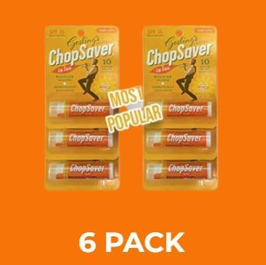 Goslings Original ChopSaver SPF 15 Lip Care, All Natural Lip Balm with SPF, Chapstick for Musicians and More, Effective Relief for Dry, Cracked Lips and Skin, Made in USA, 0.15 Oz (Pack of 6)-Velvo Beauty