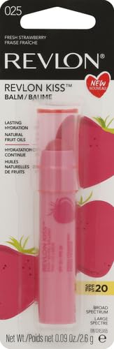 Revlon Lip Balm, Kiss Tinted Lip Balm, Face Makeup with Lasting Hydration, SPF 20, Infused with Natural Fruit Oils, 025 Fresh Strawberry, 0.09 Oz (Pack of 2)-Velvo Beauty