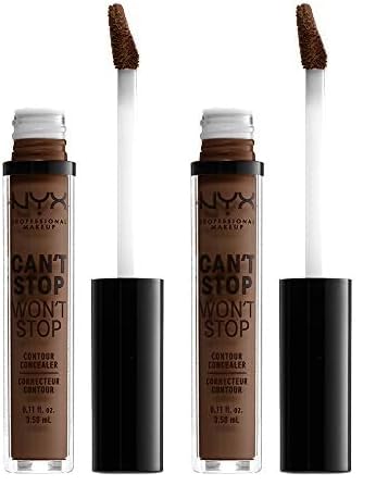 NYX PROFESSIONAL MAKEUP Can't Stop Won't Stop Contour Concealer, 24h Full Coverage Matte Finish - Deep (Pack of 2)-Velvo Beauty