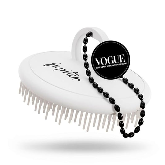 Jupiter Scalp Exfoliator Brush, Detangling Scalp Scrubber Brush, for Wet or Dry Hair, Removes Dandruff & Build-Up, Supports Circulation, Ergonomic Scalp Massager, Good for All Hair Types, White-Velvo Beauty